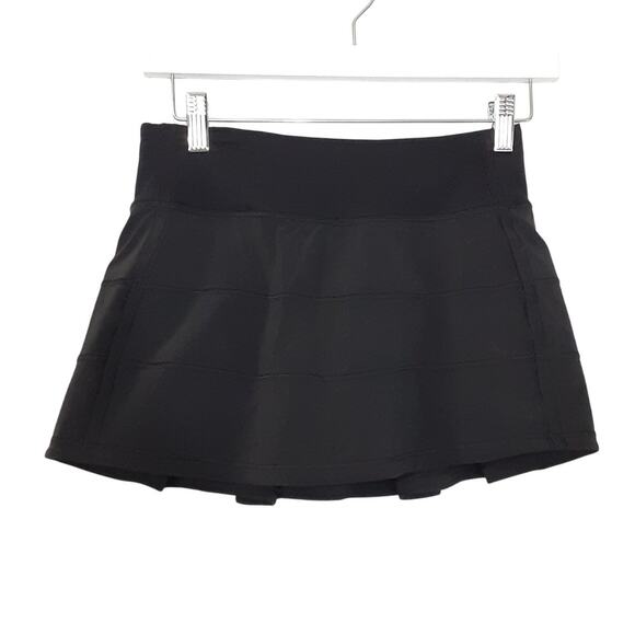 Lululemon Pace Rival Skirt Reg Mid Rise Skort Black Layered Tennis Skort Women 2 - Picture 1 of 10